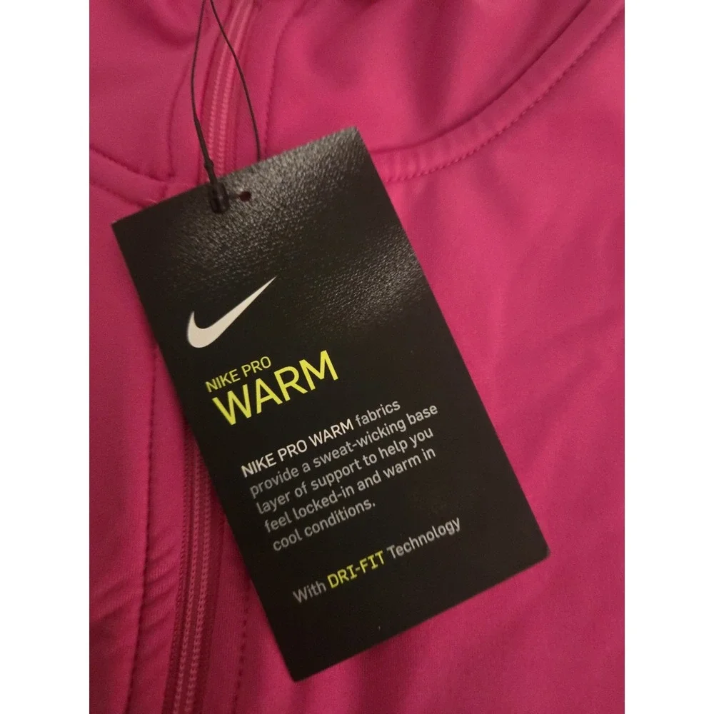 Nike Pro Warm Womens Size M Pullover Hot Pink Dri-Fit 1/2 Zip Active